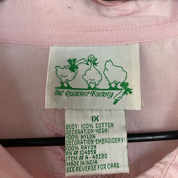 Quacker Factory Pink Palm Tree Sequin Button Up Shirt Women’s Plus Size 1X VTG - Picture 7 of 11